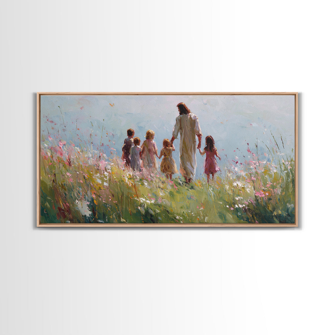 Field Of Blessings, Framed Canvas Print, Christian Art Canvas, Christian Wall Art, Jesus Painting, Christian Christmas Art, Christian Gift