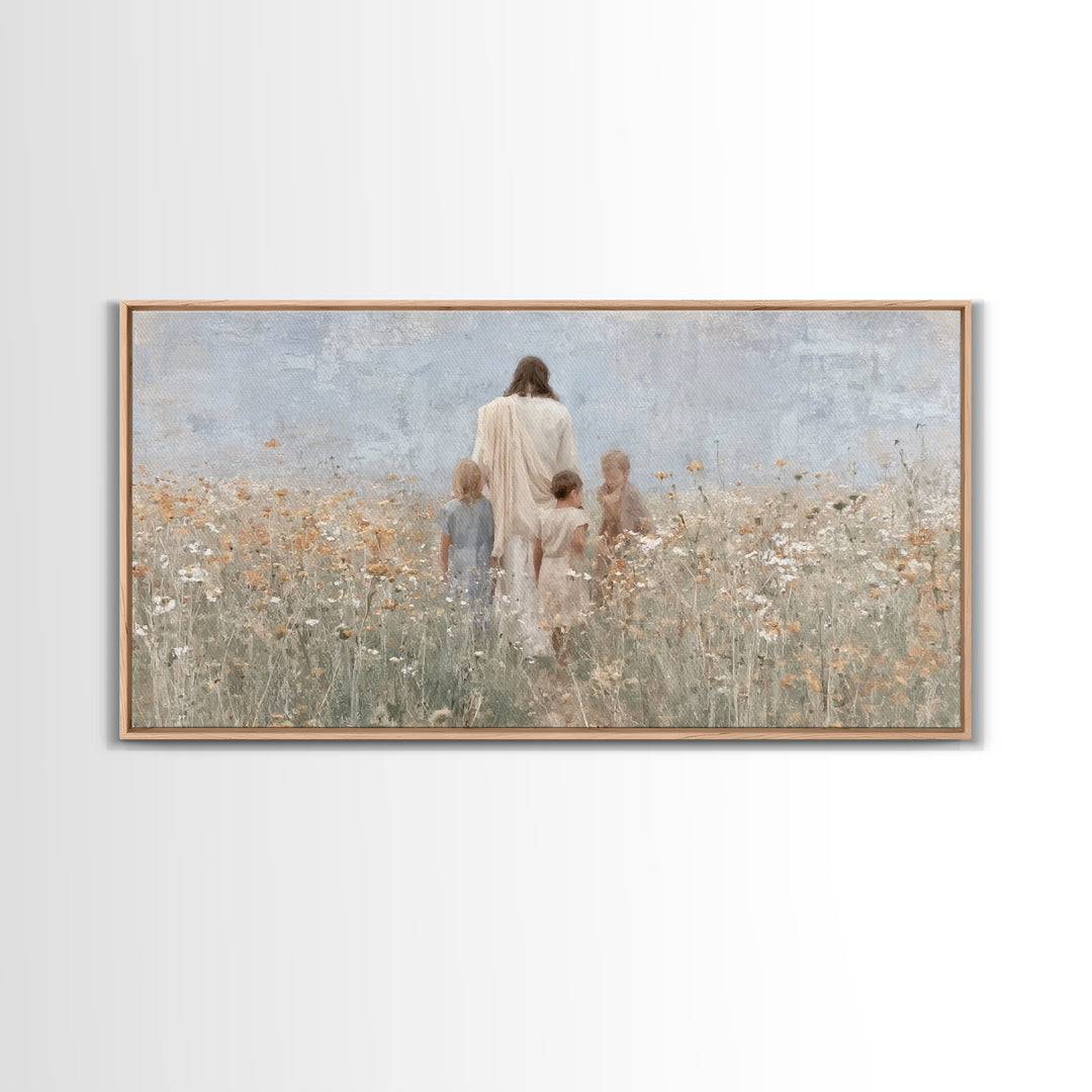 Floral Grace Path | Framed Canvas Print | Christian Wall Art | Christian Art Canvas | Jesus Painting | Christmas Art Prints | Christian Dec