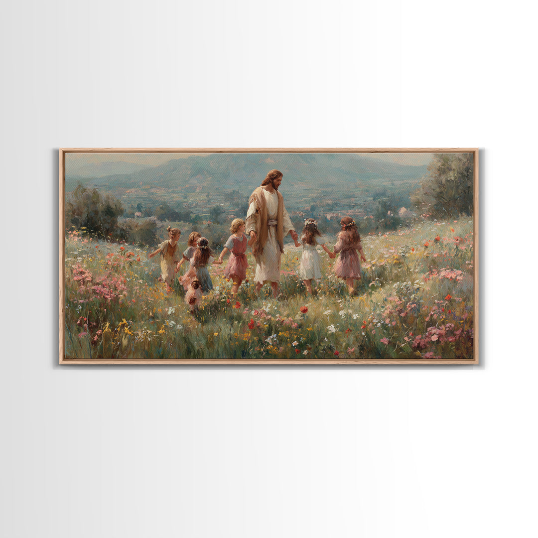 Garden Of Promise – Framed Canvas Print – Christian Art Canvas – Jesus Painting – Christian Wall Art – Christmas Art Prints – Christian Gif
