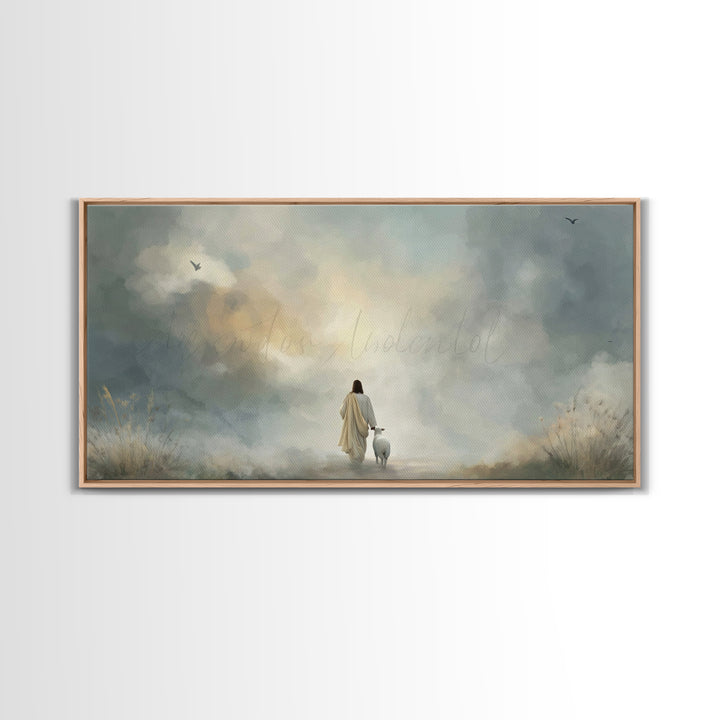 Still Waters Path – Framed Canvas Print – Christian Wall Art – Jesus Painting – Subtle Christian Art – Christian Art Canvas – Christian Chr