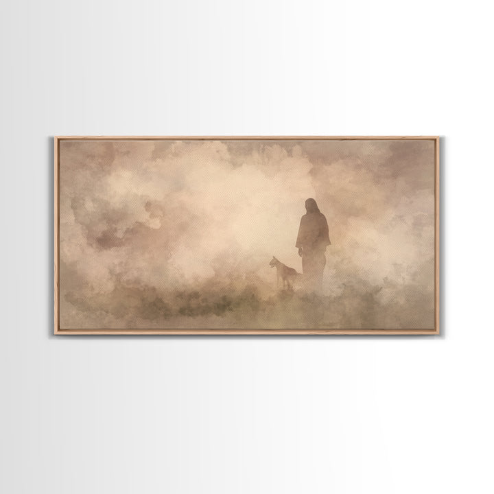 The Silent Shepherd – Framed Canvas Print – Christian Wall Art – Jesus Painting – Christian Art Canvas – Moody Christian Art – Christian De