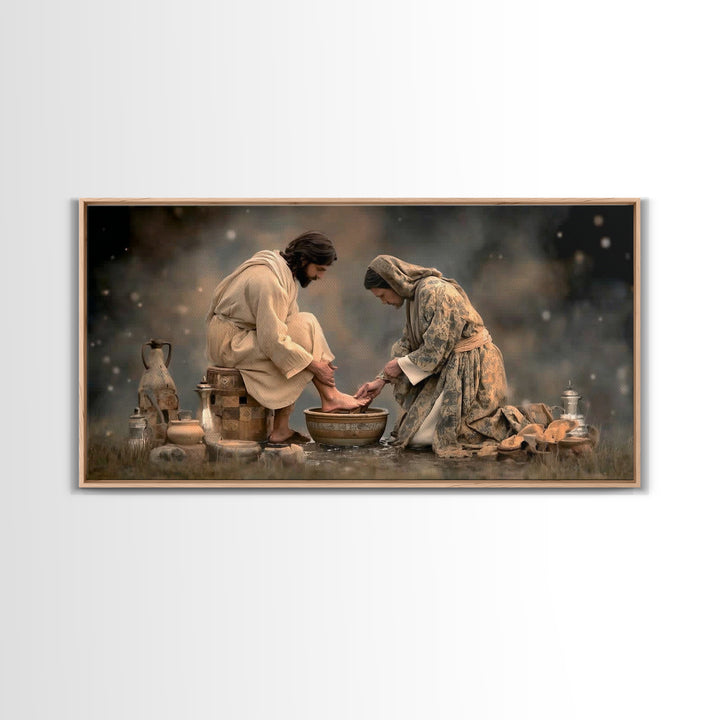 Humble Offering – Framed Canvas Print – Jesus Painting – Christian Art Canvas – Christian Wall Art – Vintage Christian Art – Christian Gift