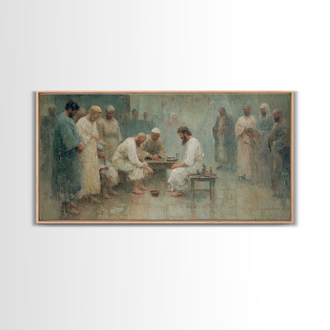 Gathered In Faith – Framed Canvas Print – Christian Art Canvas – Christian Wall Art – Jesus Painting – Subtle Christian Paintings – Christi
