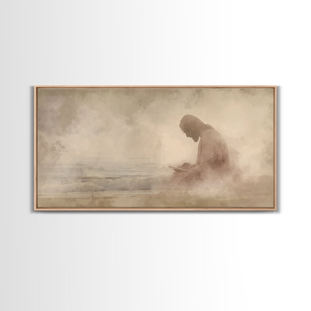 Quiet Harvest Light, Framed Canvas Print, Christian Wall Art, Christian Art Canvas, Abstract Christian Art, Moody Christian Art, Modern Jes