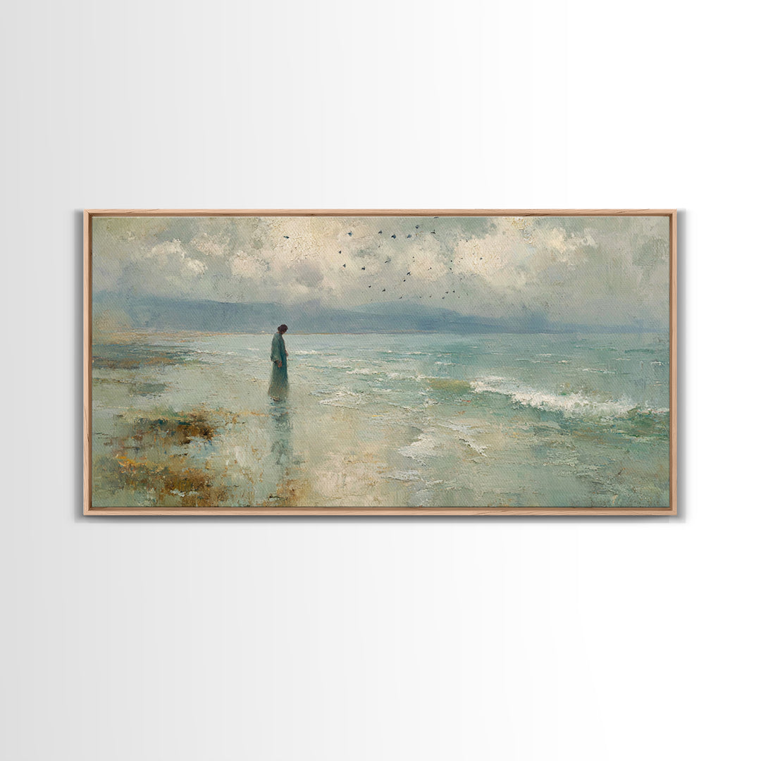 Haven of Peace | Framed Canvas Print | Christian Wall Art | Jesus Canvas Art | Modern Christian Painting | Blue Christian Art | Christian G