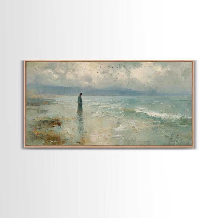Haven of Peace | Framed Canvas Print | Christian Wall Art | Jesus Canvas Art | Modern Christian Painting | Blue Christian Art | Christian G