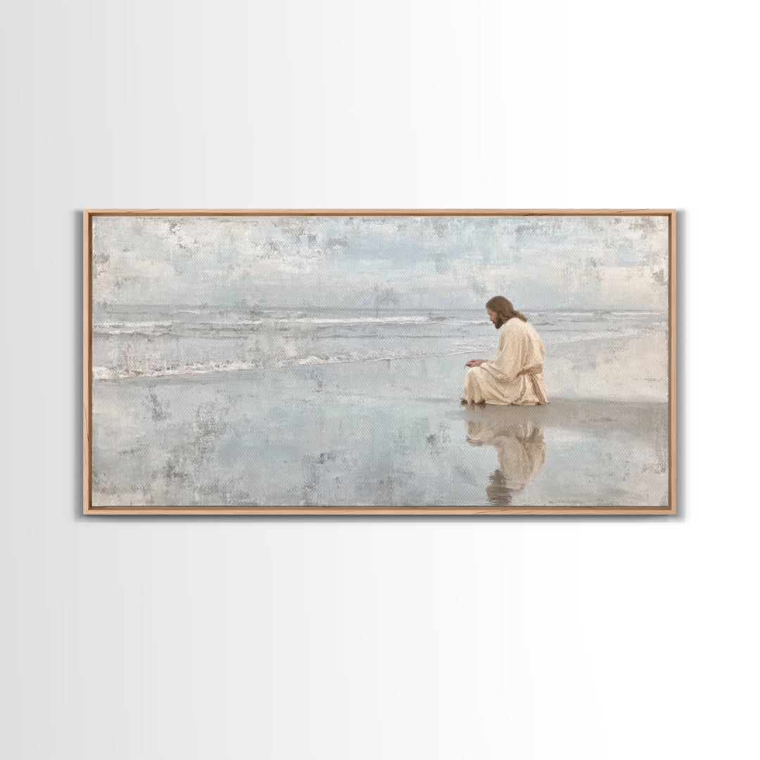 Morning Tide Hope, Framed Canvas Print, Christian Art Prints, Large Christian Art, Moody Christian Art, Christian Painting, Retro Christmas