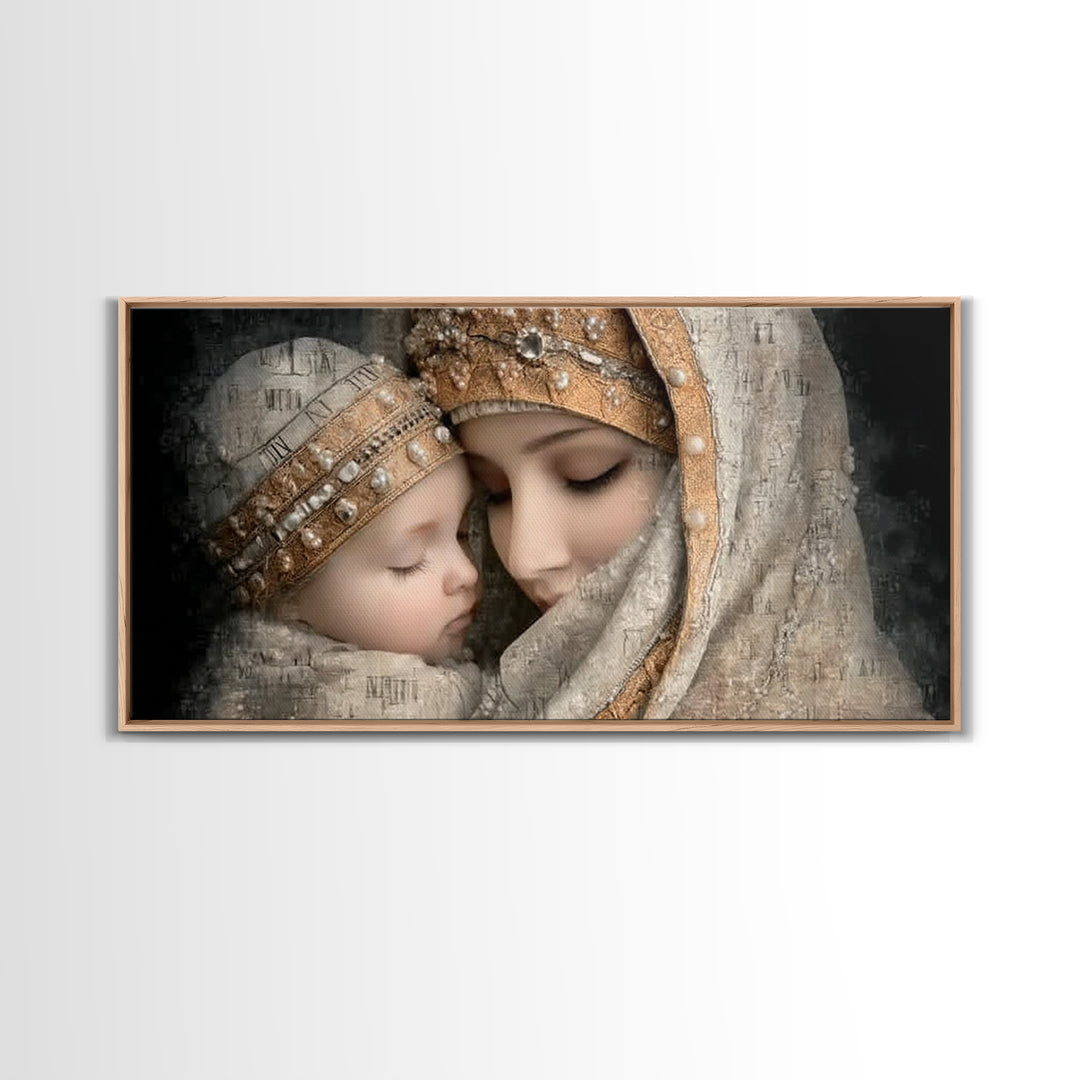 Holy Mother Grace | Framed Canvas Print | Mary and Jesus Painting | Christian Wall Art | Christian Art Print | Vintage Christian Art | Chri