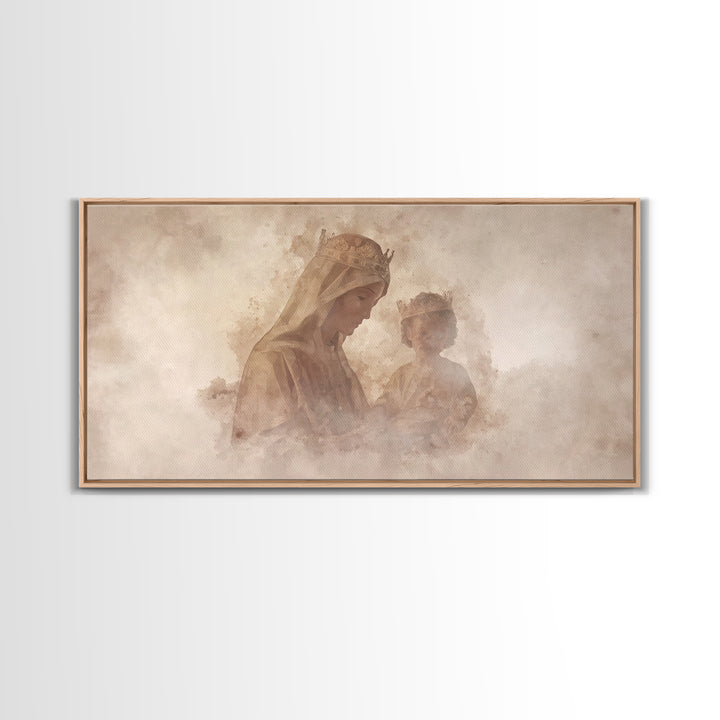 Crowned Serenity | Framed Canvas Print | Christian Wall Art | Vintage Christian Art | Christian Art Canvas | Christian Christmas Art | Jesu