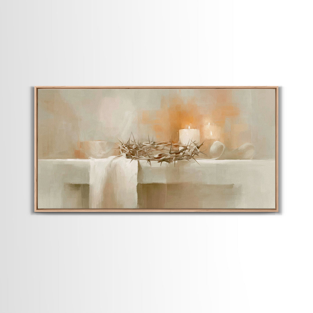 Crown Of Light | Framed Canvas Print | Christian Art Canvas | Christian Wall Art | Minimalist Christian Art | Christian Decor | Christian A