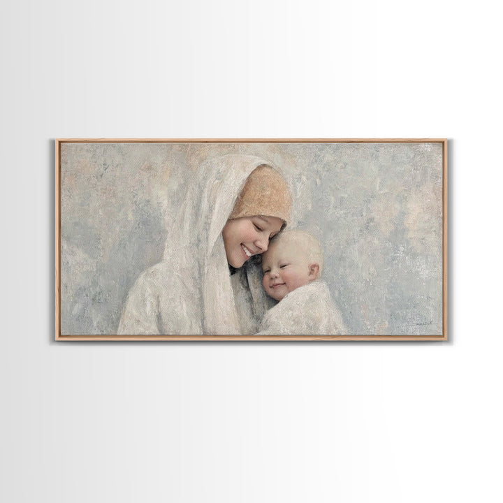 Blessed Lullaby, Framed Canvas Print, Christian Art Canvas, Christian Wall Art, Christian Christmas Art, Jesus Painting, Christian Gift