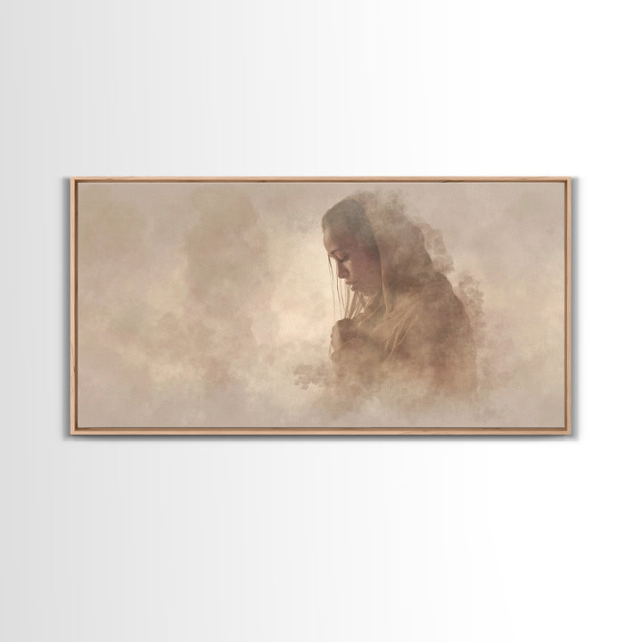 Sacred Stillness – Framed Canvas Print – Christmas Art – Christian Art Canvas – Large Christian Art – Jesus Painting – Christian Wall Art