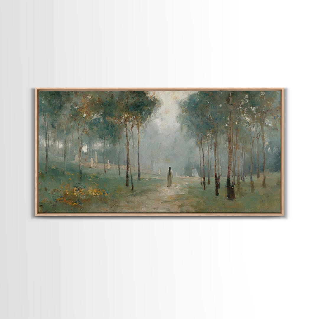 Morning Hope Trail – Framed Canvas Print – Christian Wall Art – Christian Art Canvas – Moody Christian Art – Christmas Art – Art Print