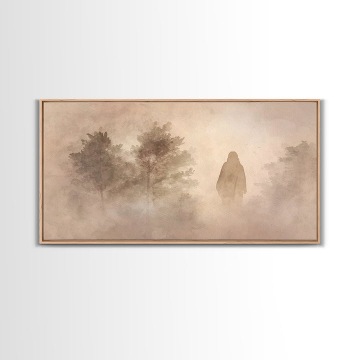 Silent Dawn Walk – Framed Canvas Print – Christian Wall Art – Christian Art Canvas – Jesus Painting – Christian Christmas Art – Art Print