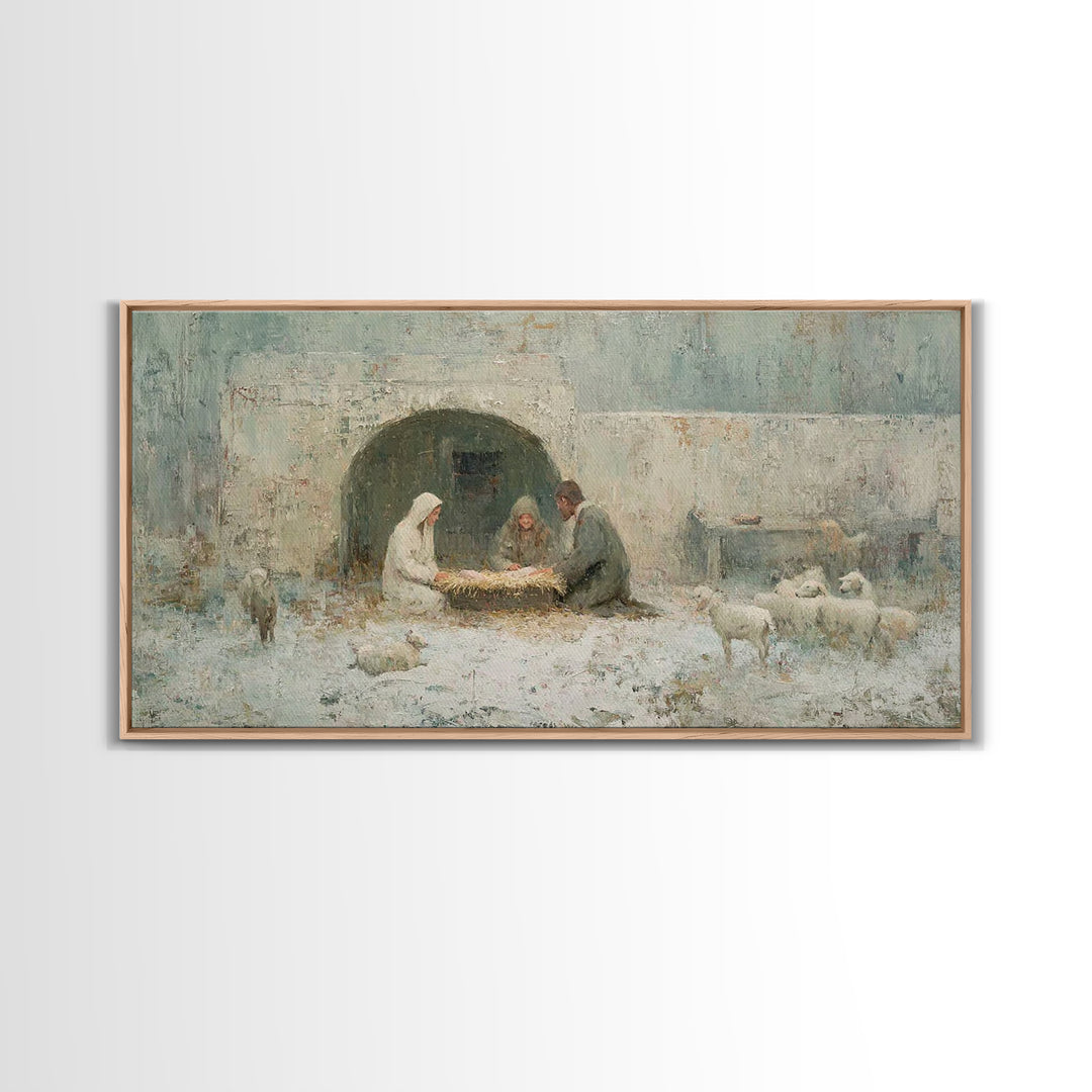 Bethlehem Peace – Framed Canvas Print – Christian Wall Art – Vintage Christian Art – Christian Art Canvas – Birth Of Jesus Painting