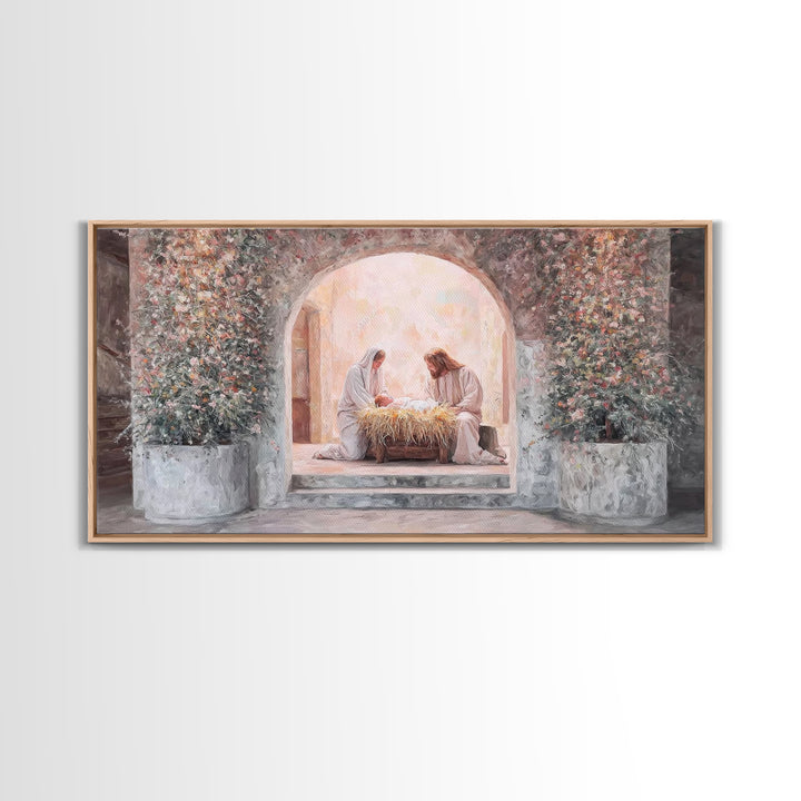 Radiant Nativity – Framed Canvas Print – Christian Christmas Art – Christian Art Canvas – Jesus Painting – Christian Decor For Home