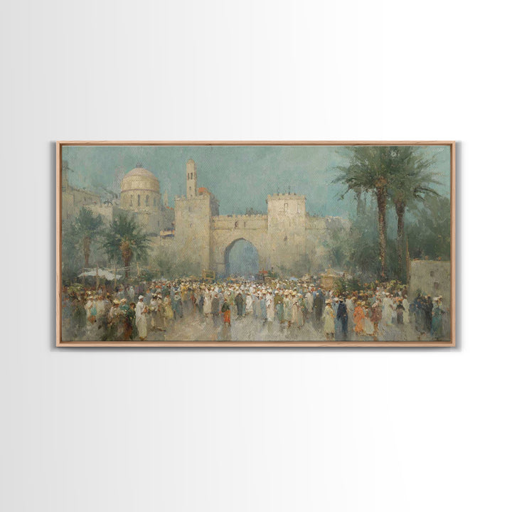 Jerusalem Gathering – Framed Canvas Print – Christian Art Canvas – Christian Wall Art – Vintage Christian Art – Christian Gift Ideas