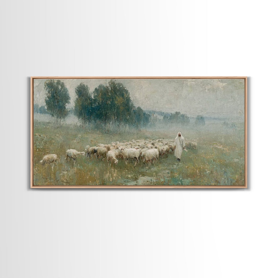 Valley Of Calm, Framed Canvas Print, Christian Wall Art, Jesus Painting, Christian Art Canvas, Large Christian Art, Christian Christmas Dec