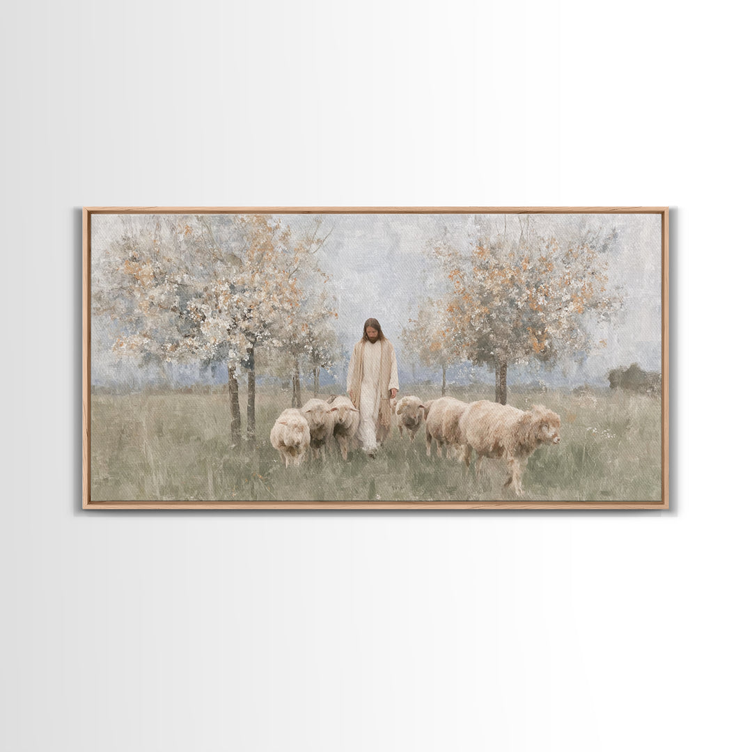 Shepherds Of Grace – Framed Canvas Print – Christian Wall Art – Jesus Painting – Christian Art Canvas – Christian Christmas Decor