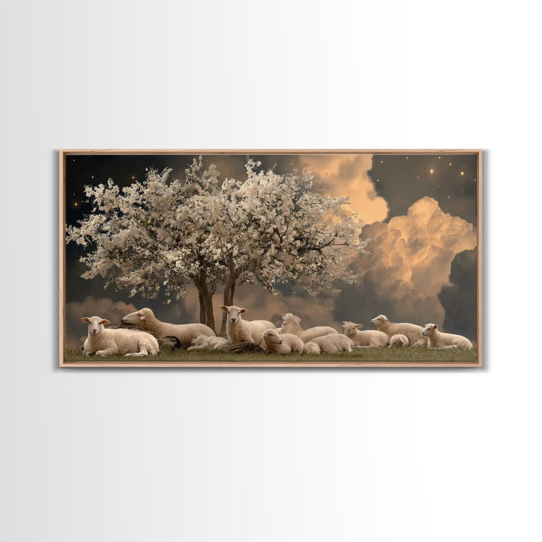 Silent Orchard Hope | Framed Canvas Print | Christian Art Work | Jesus Painting | Christian Christmas Decor | Large Christian Art