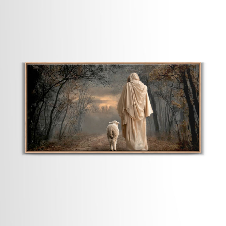 Guiding Shepherd - Framed Canvas Print - Jesus Painting - Christian Wall Art - Christian Christmas Decor - Christian Art Print