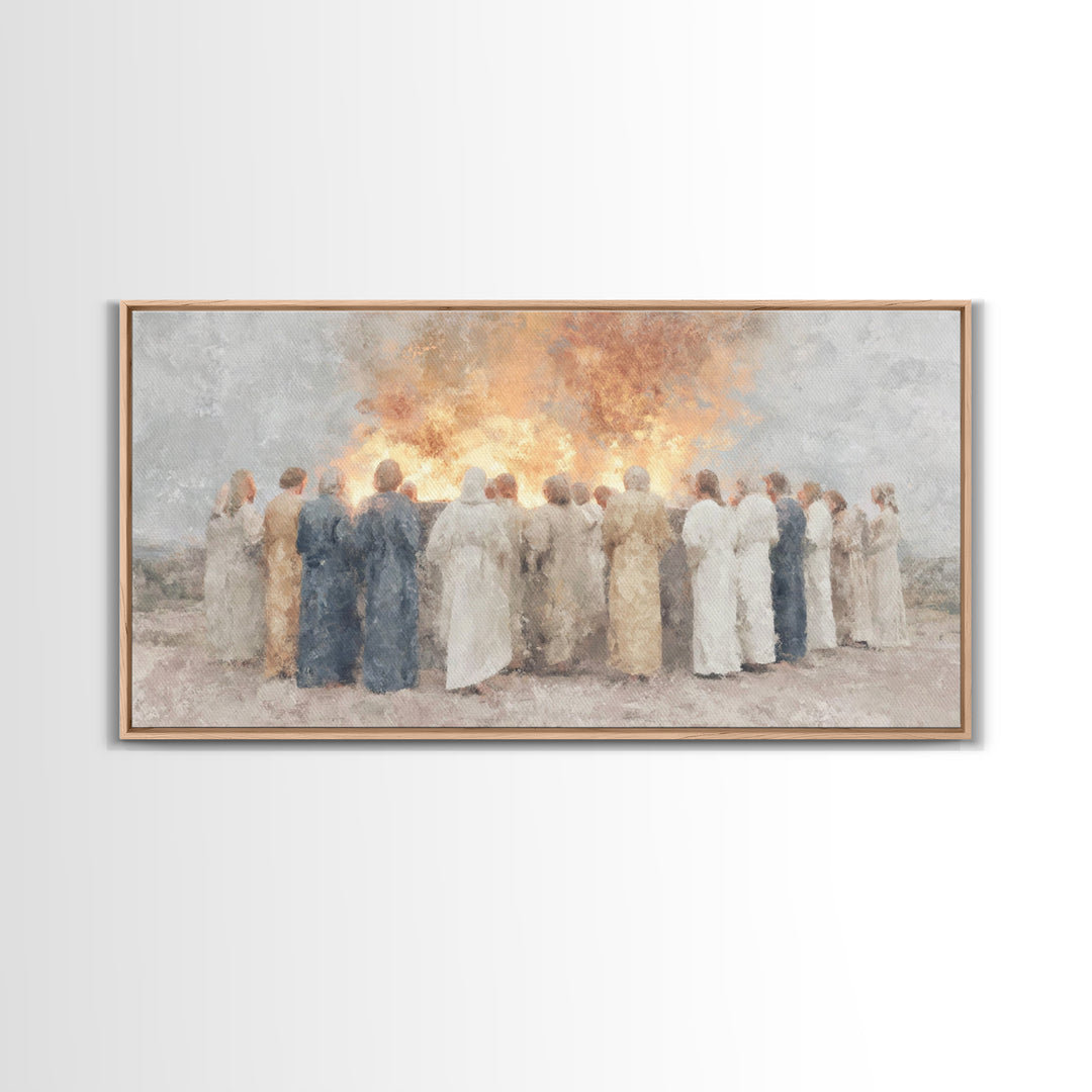 Sacred Gathering – Framed Canvas Print – Christian Wall Art – Jesus Painting – Christian Art Canvas – Christmas Art