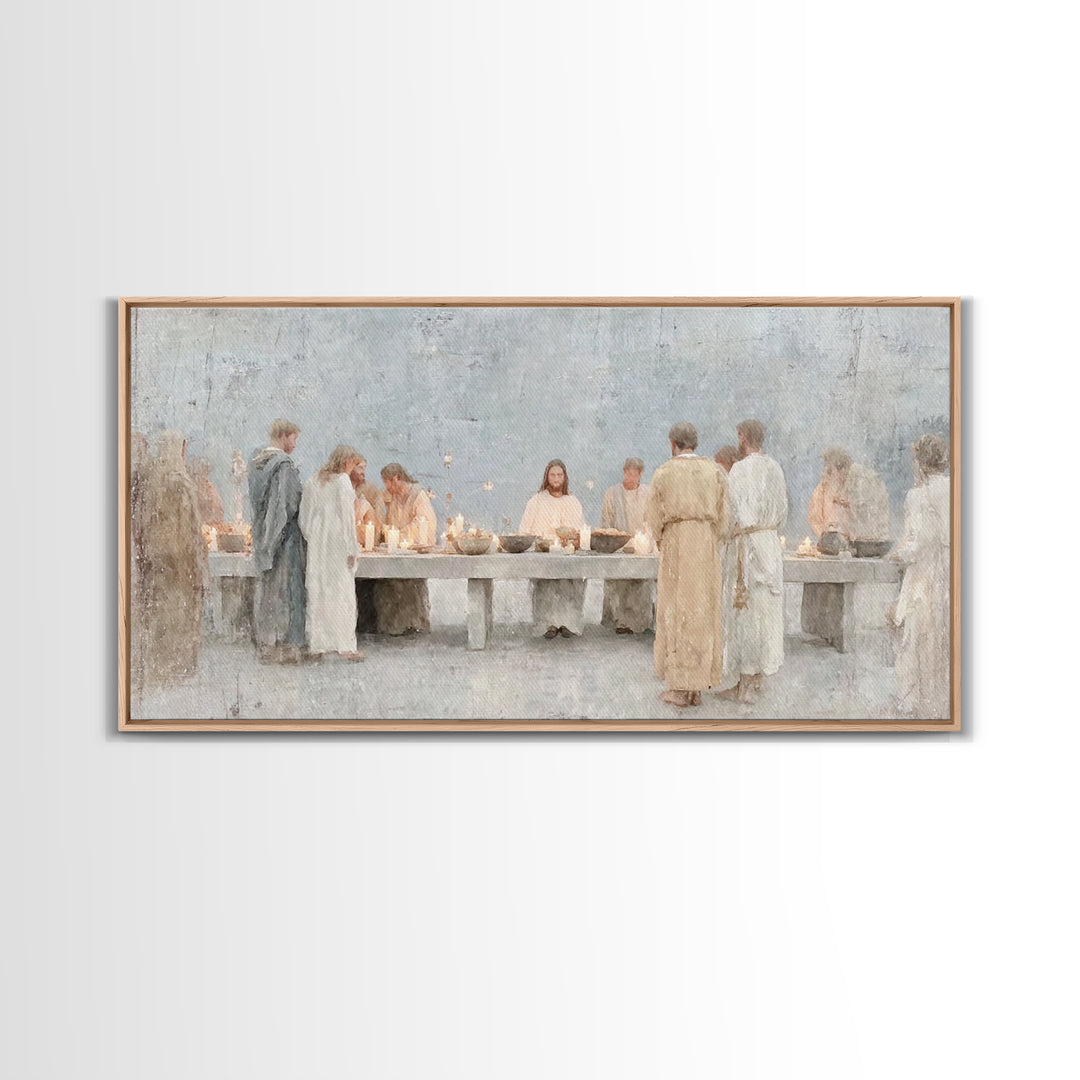 Last Supper Grace – Framed Canvas Print – Christian Art Canvas – Christian Wall Art – Jesus Painting – Christmas Art