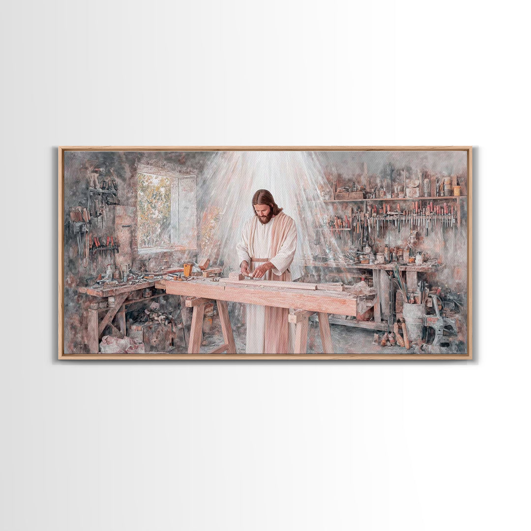 Carpenter’s Calling – Framed Canvas Print – Christian Wall Art – Jesus Painting – Christian Art Canvas – Christian Decor – Christian Art