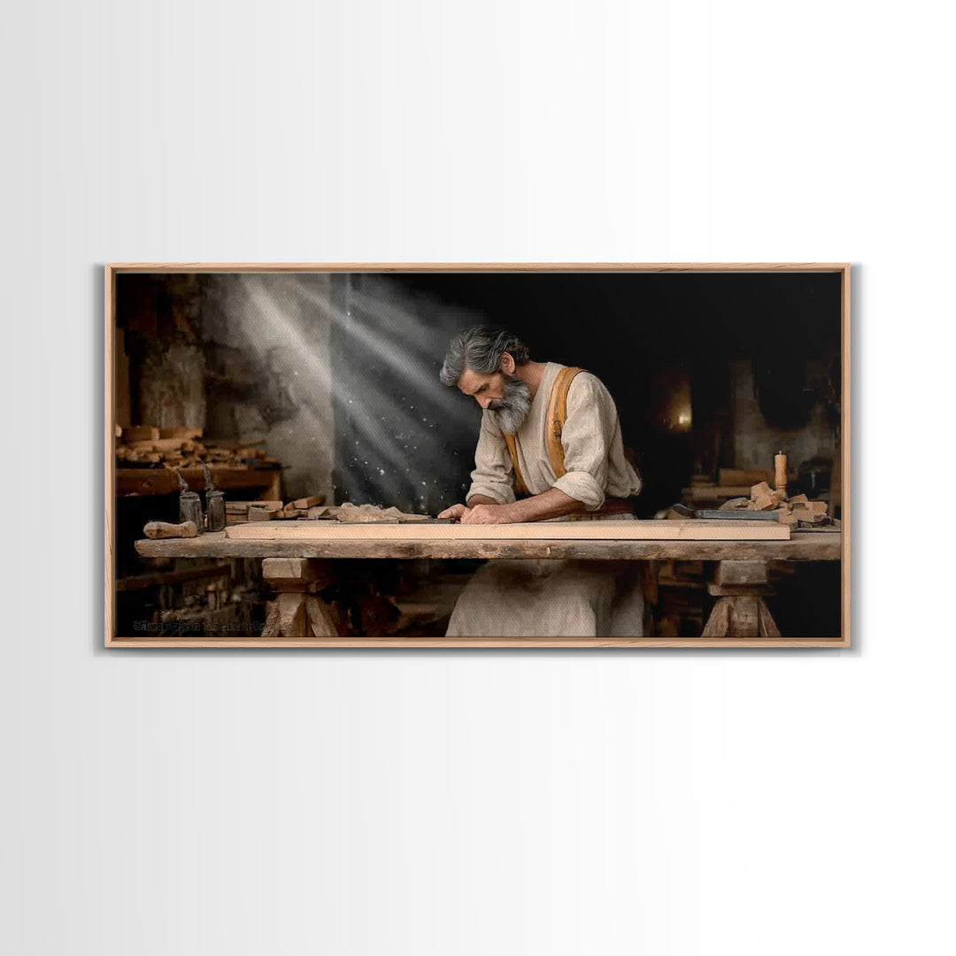 Workshop Of Faith – Framed Canvas Print – Christian Art Canvas – Christian Wall Art – Jesus Painting – Christian Decor – Christian Gift