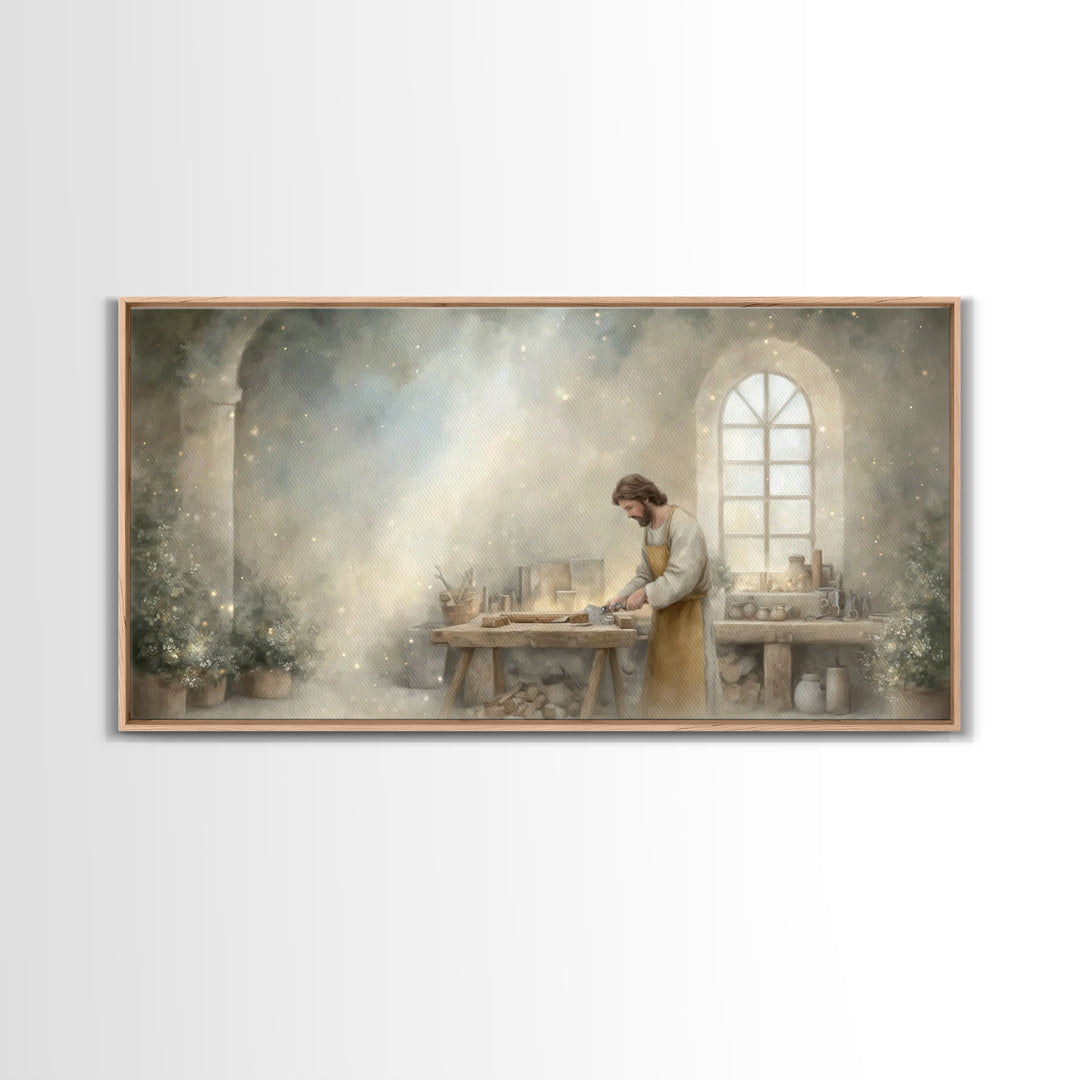 Holy Craftsmanship – Framed Canvas Print – Christian Art Canvas – Christian Wall Art – Christian Decor – Jesus Painting – Christian Art