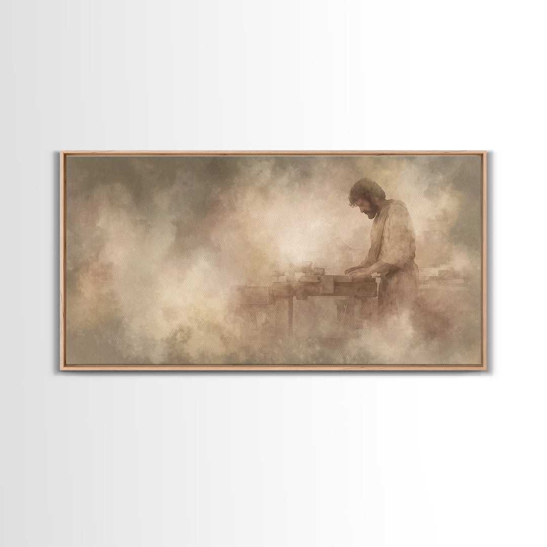 Breadmaker’s Blessing – Framed Canvas Print – Christian Art Canvas – Christian Wall Art – Christian Decor – Christian Christmas Art – Jesus