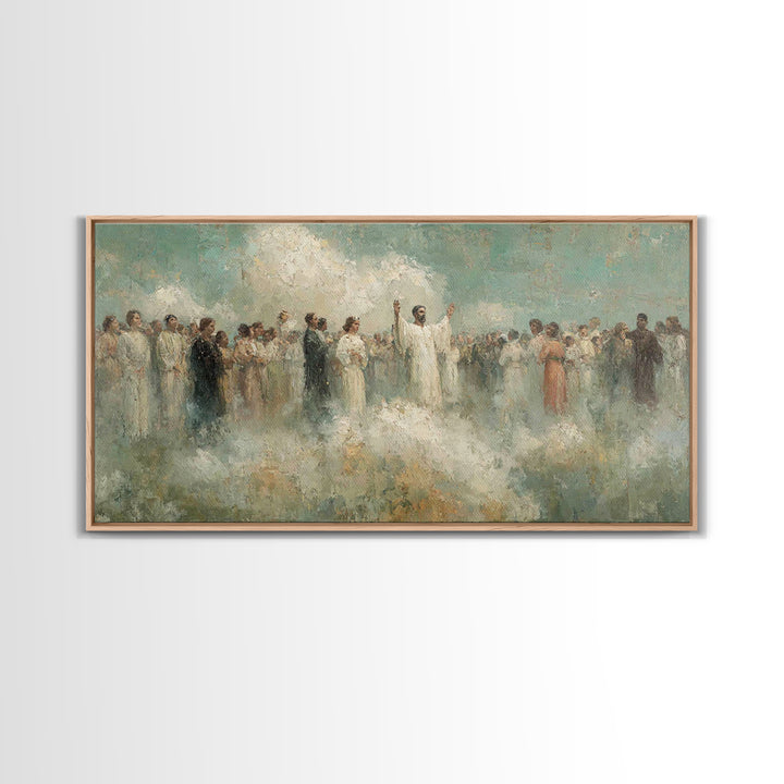 Heavenly Gathering – Framed Canvas Print – Christian Art Canvas – Christian Wall Art – Christian Christmas Art – Large Christian Painting –