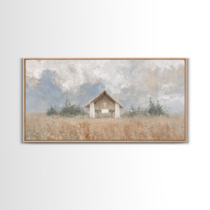 Fieldside Sanctuary – Framed Canvas Print – Christian Decor – Christian Wall Art – Minimalist Christian Art – Christian Art Canvas – Subtle