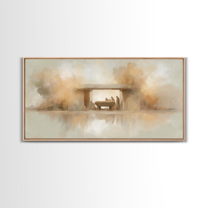 Nativity Dawn – Framed Canvas Print – Christian Christmas Art – Christmas Canvas Wall Art – Christian Wall Art – Modern Christian Art – Chr