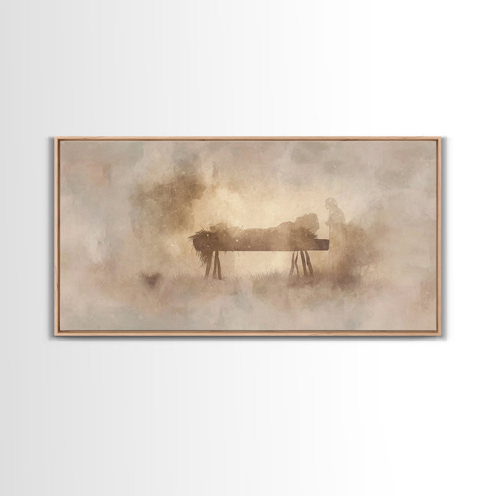 Holy Visitors, Framed Canvas Print, Christian Wall Art, Christian Christmas Art, Jesus Painting, Christmas Art, Christian Art Canvas