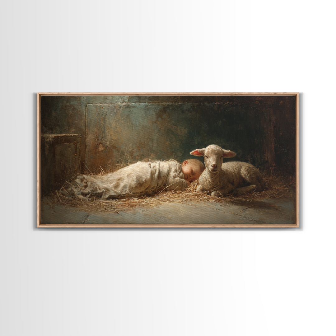 Shepherd Light | Framed Canvas Print | Christian Art Canvas | Jesus Painting | Christian Wall Art | Christian Christmas Art | Christmas Art