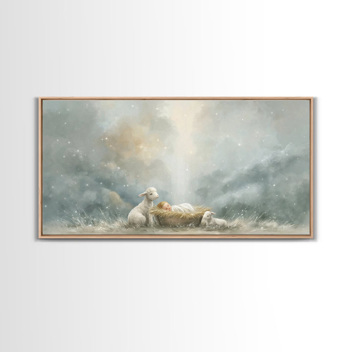 Lamb Of Peace – Framed Canvas Print – Christian Wall Art – Christian Art Canvas – Jesus Painting – Christian Christmas Art – Christmas Art