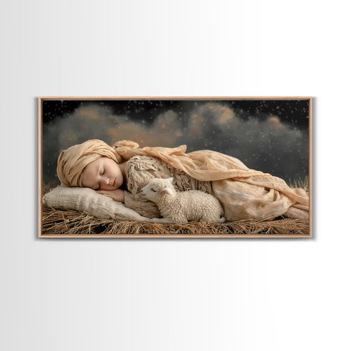 Gentle Nativity, Framed Canvas Print, Christian Art Canvas, Christian Christmas Art, Christmas Art, Christian Wall Art, Jesus Painting