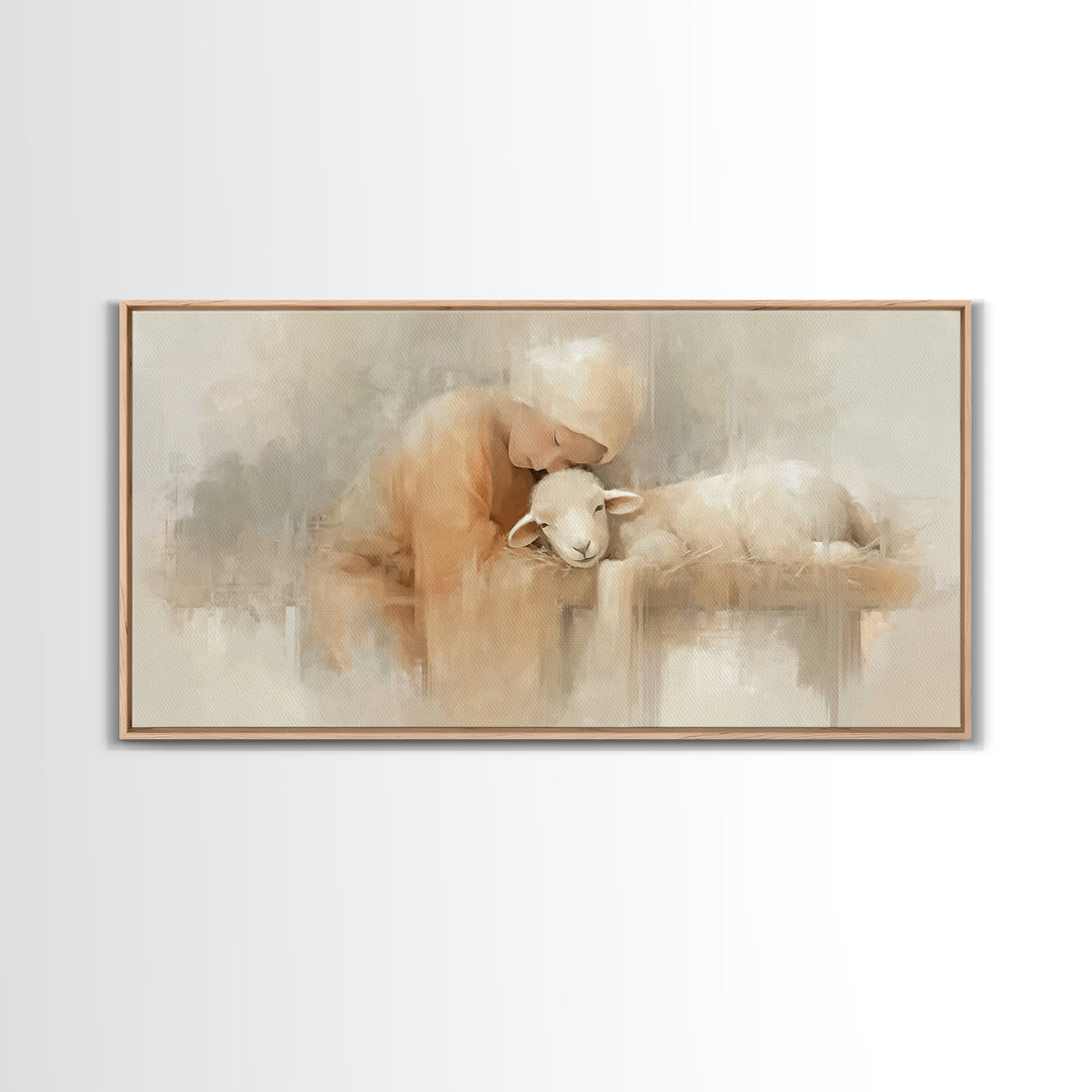 Tender Blessing – Framed Canvas Print – Christian Art Canvas – Christian Christmas Art – Christian Wall Art – Jesus Painting – Christmas Ar
