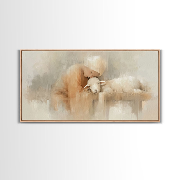 Tender Blessing – Framed Canvas Print – Christian Art Canvas – Christian Christmas Art – Christian Wall Art – Jesus Painting – Christmas Ar