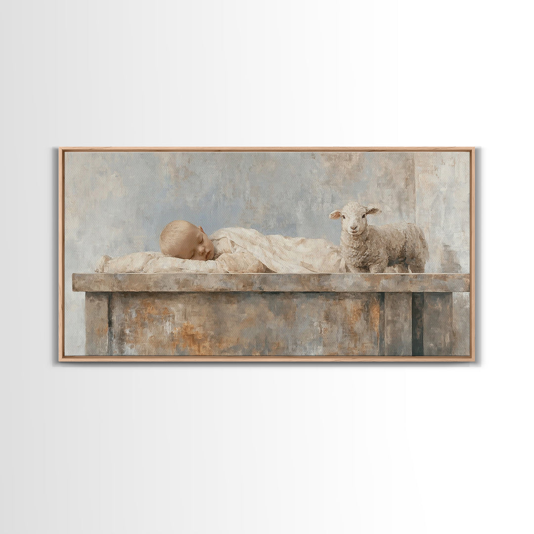 Manger Peace Dawn – Framed Canvas Print – Christian Wall Art – Christian Art Canvas – Jesus Christmas Art – Christmas Art Prints