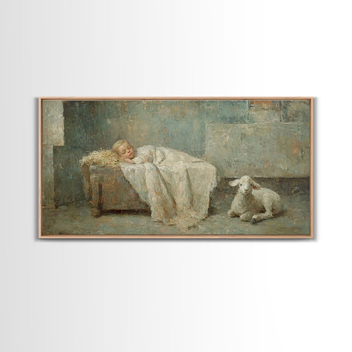 Silent Holy Rest – Framed Canvas Print – Christian Art Canvas – Christmas Wall Art – Jesus Painting – Christian Christmas Decor
