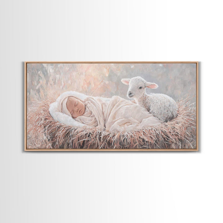 Light Of Nativity – Framed Canvas Print – Christian Art Canvas – Christian Christmas Art – Jesus Painting – Christmas Wall Art