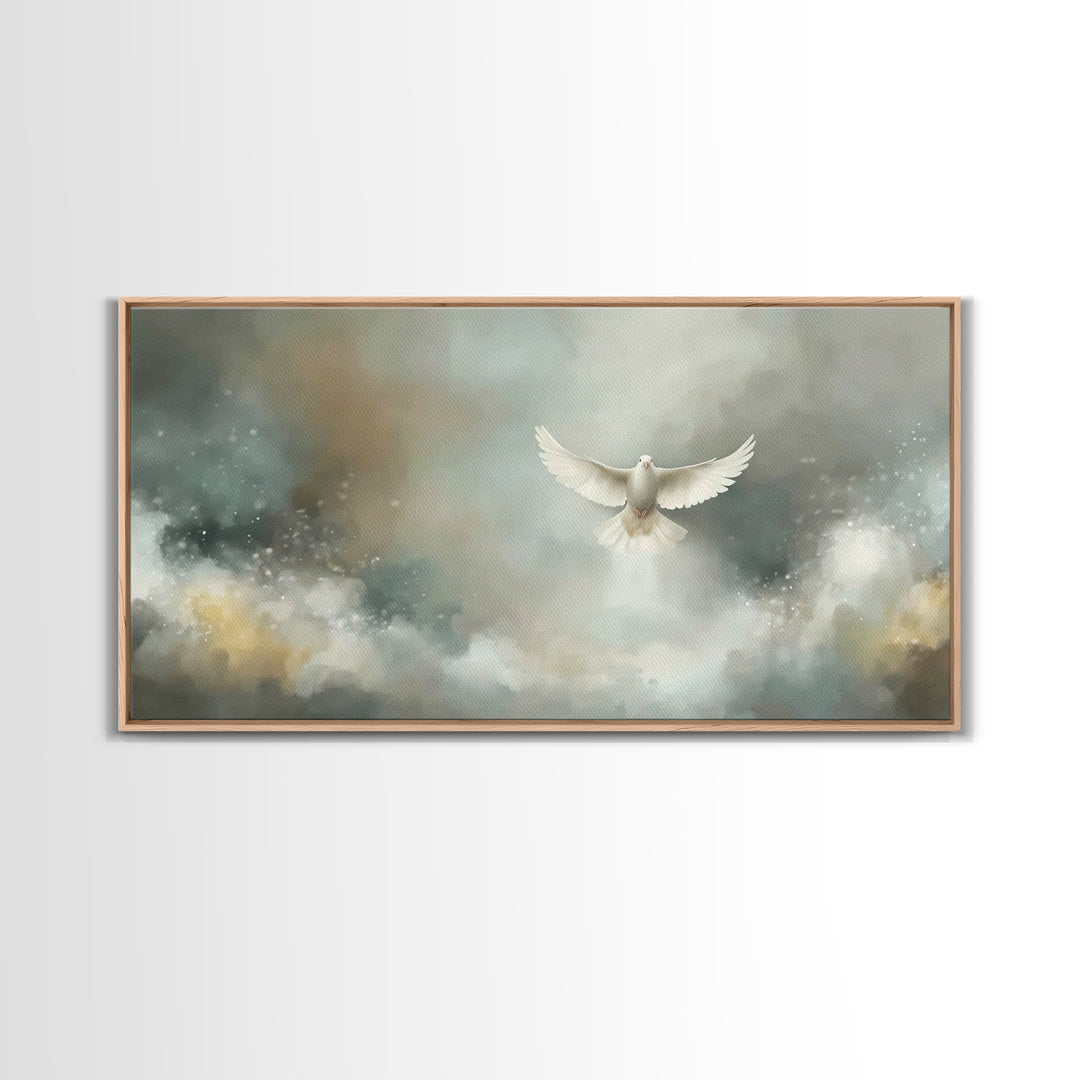 Cloudborne Peace – Framed Canvas Print – Christian Art Print – Blue Christian Art – Christian Decor For Home – Christmas Art