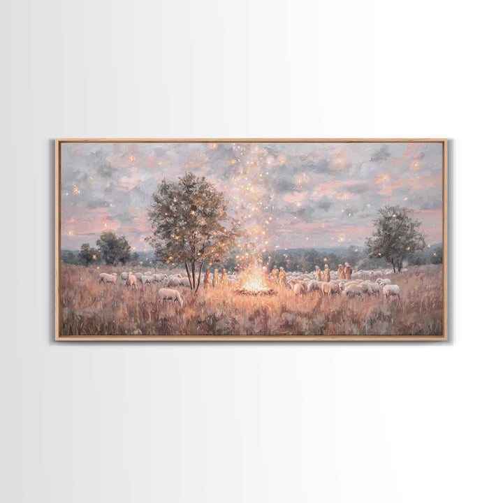 Glory In The Field | Framed Canvas Print | Christian Art Canvas | Christmas Art | Christian Wall Art | Jesus Painting | Christian Christmas