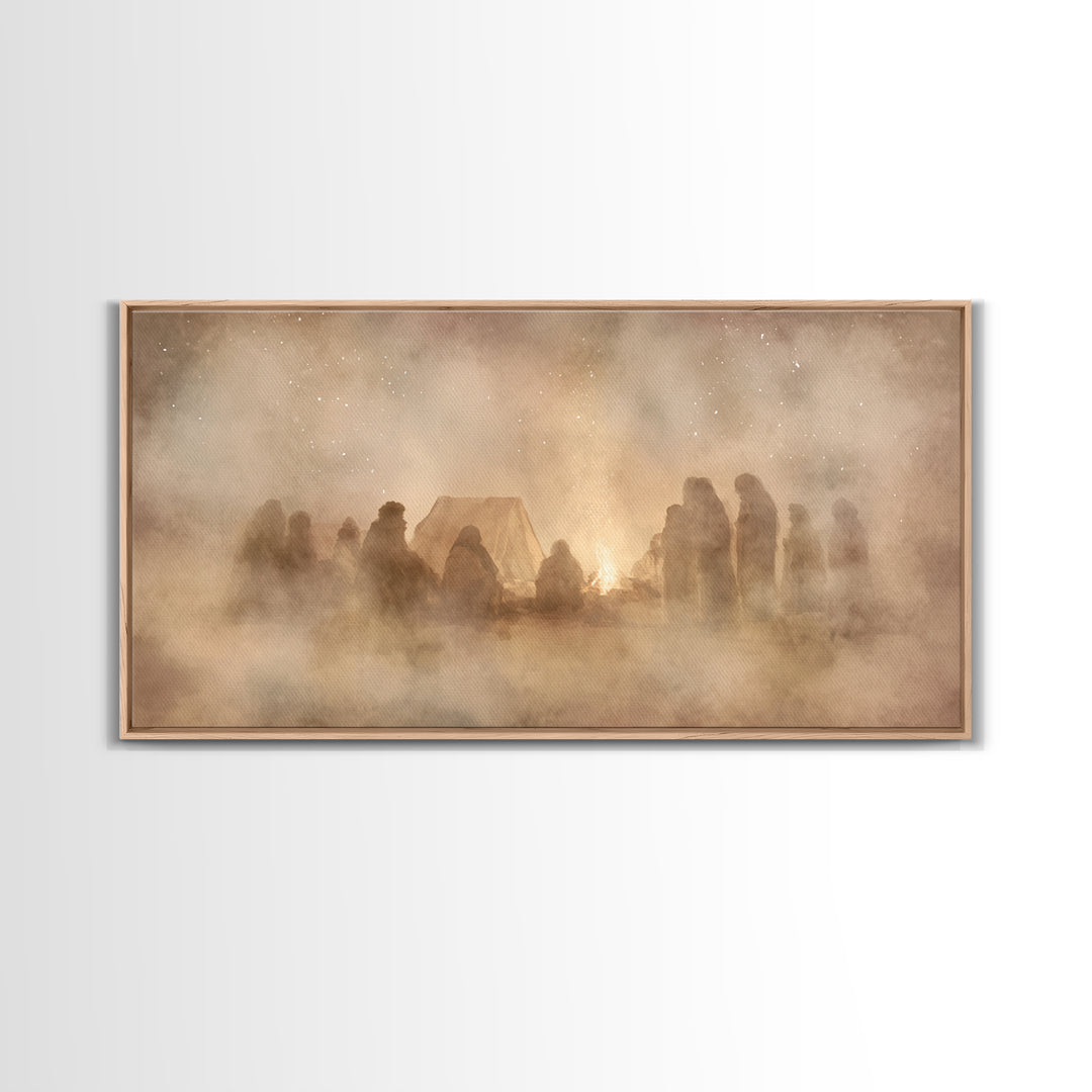 Silent Star Gathering | Framed Canvas Print | Christian Wall Art | Jesus Painting | Christmas Art | Christian Christmas Art | Christian Art