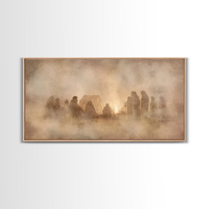 Silent Star Gathering | Framed Canvas Print | Christian Wall Art | Jesus Painting | Christmas Art | Christian Christmas Art | Christian Art