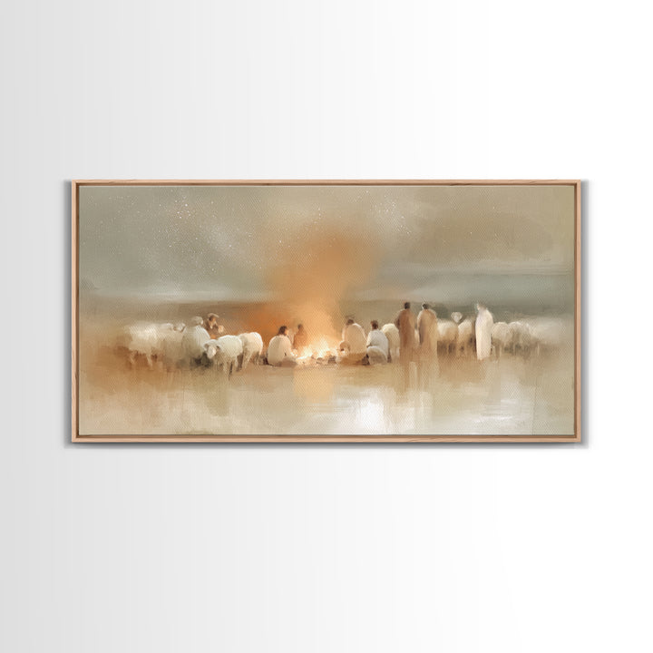 Starborn Vigil | Framed Canvas Print | Christian Wall Art | Christmas Art | Jesus Painting | Christian Christmas Art | Christian Art Canvas