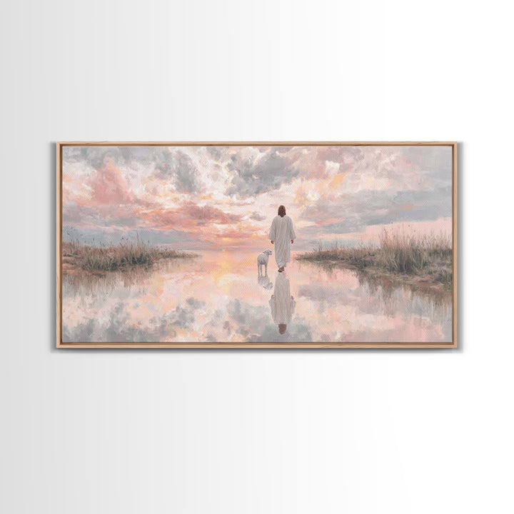 Sunset Promise, Framed Canvas Print, Christian Art Canvas, Christian Wall Art, Jesus Painting, Christian Christmas Art, Modern Christian Pa