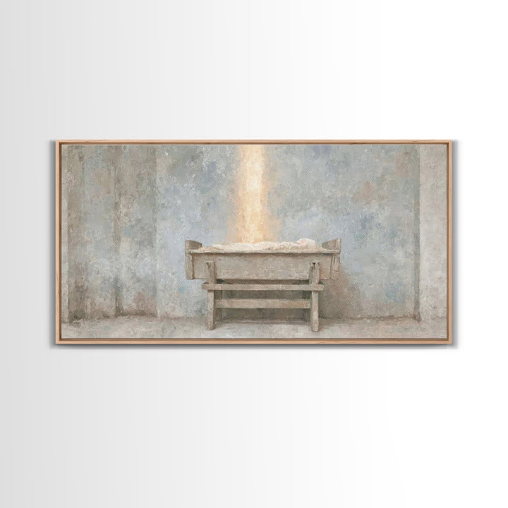 Infant Promise Glow, Framed Canvas Print, Christian Art Work, Minimalist Christian Art, Christmas Art Prints, Christian Christmas